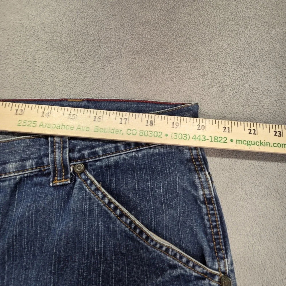 Chaps Denim Jeans Mens 40x27‎ Blue Carpenter Relaxed Straight Raw Hem Distressed